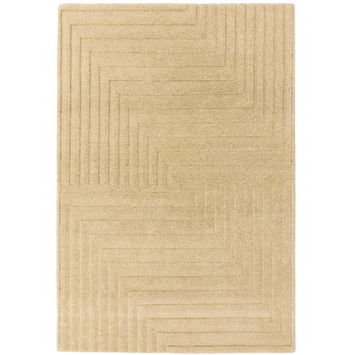 TEPPICH Einfarbiger aus reiner Wolle, handgetuftet, Reliefmuster SQUARE Beige 160 x 230 cm - Beige, Naturmaterialien (160/230cm) - Novatrend