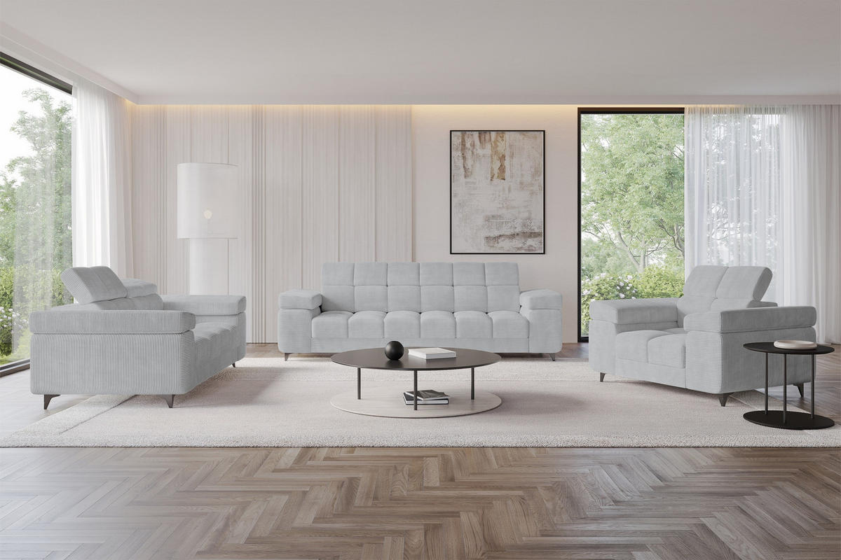 SOFA 2-Sitzer LORD-S1 194x97x90 cm Grau Cord - Grau, Holzwerkstoff/Textil (194/90/97cm) - ALTDECOR