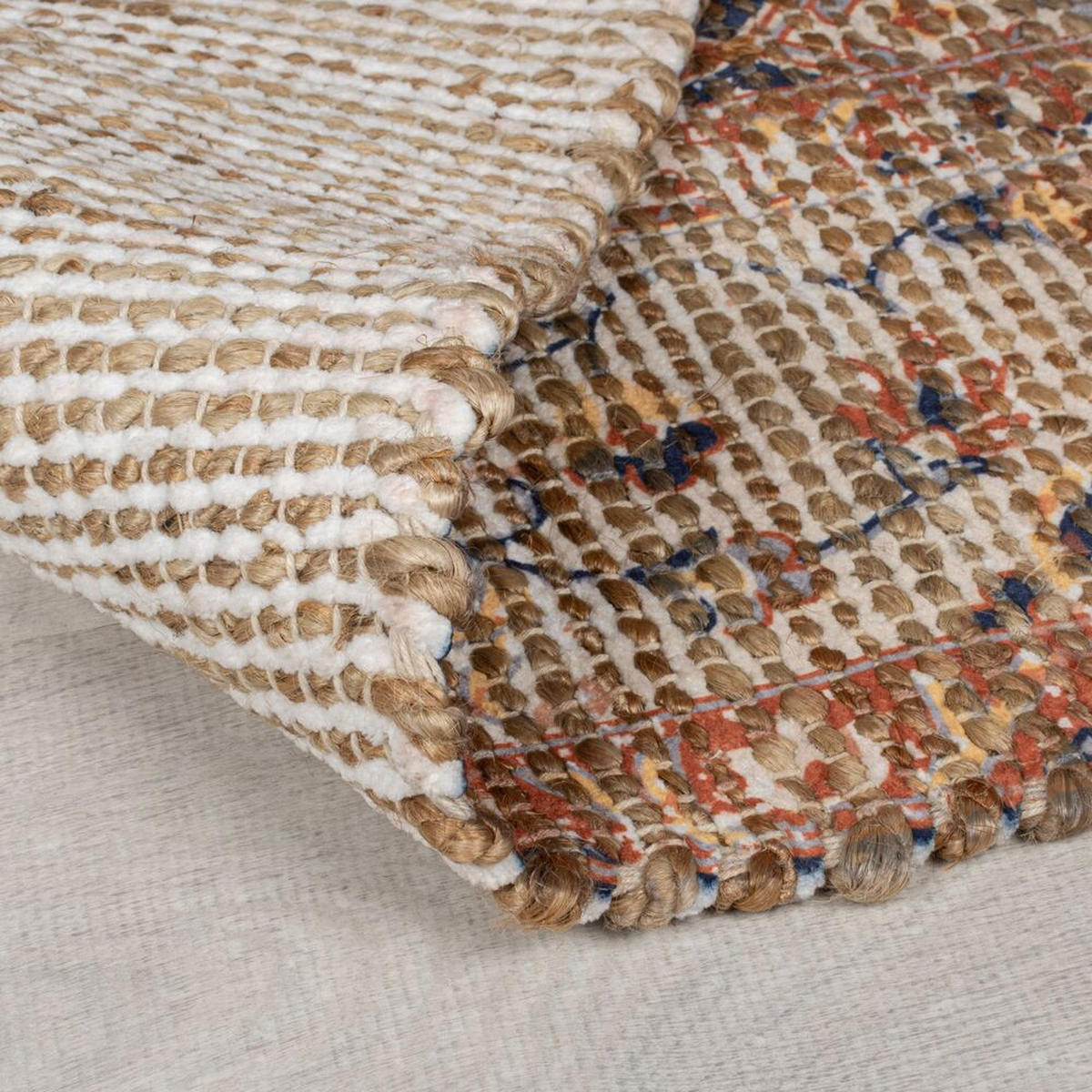 TEPPICH Jute Vintage-Design, handgewebt WENSLEY, Rot-Blau 160x230 cm - Rot, Textil (160/230cm) - KADIMA DESIGN