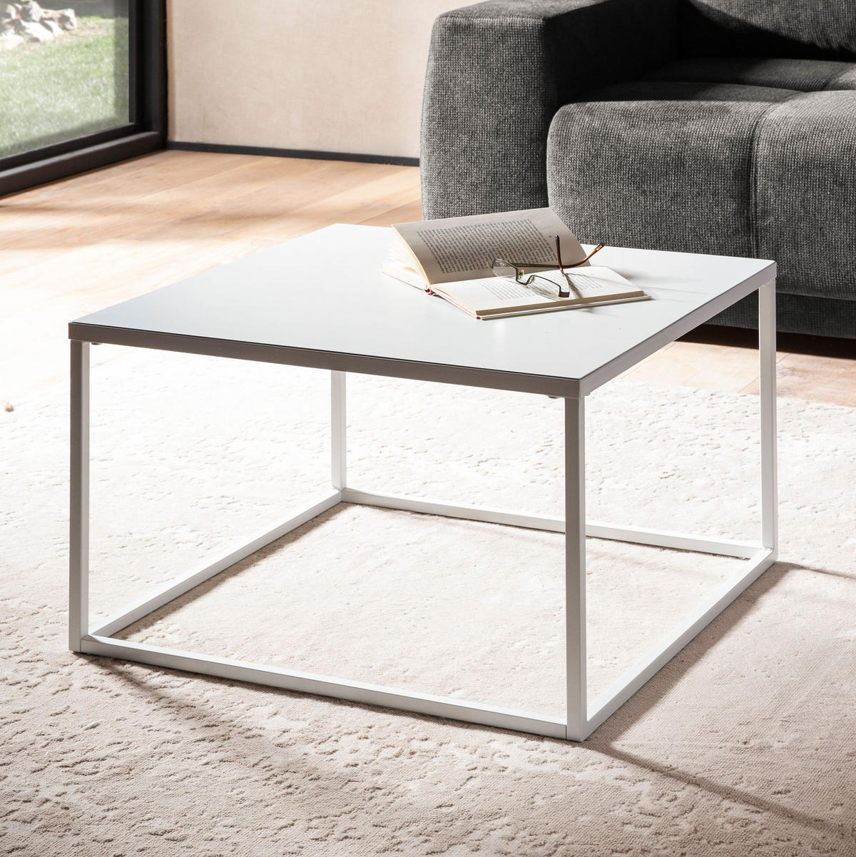 COUCHTISCH Weiß Metall Industrial 60x60x40 cm, Quadratisch - Weiß, Metall (60/60/40cm) - KADIMA DESIGN