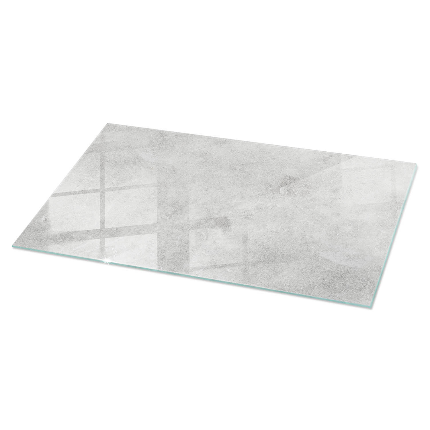TISCHPLATTE 100x50 cm Betonoptik mit Rissen - Weiß Hochglanz/Grau, Glas (100/50/0.4cm) - TULUP