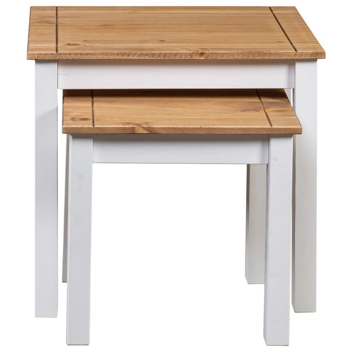 SATZTISCHE 2er set Weiß Massivholz Panama-Kiefer - Weiß, Holz (56/40/53.5cm) - vidaXL