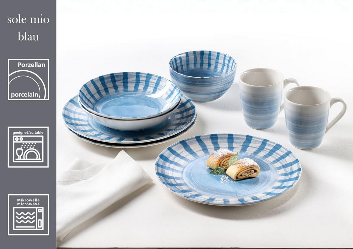 KOMBISERVICE Sole Mio Blau 16er Set - Blau, Keramik (28/28/30cm) - Ritzenhoff Breker