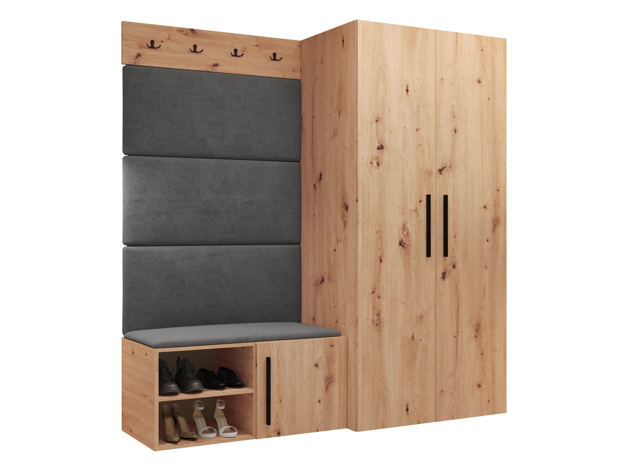 GARDEROBEN-SET Medi I - Schwarz/Eiche Artisan, Holzwerkstoff/Kunststoff (80/191/50cm) - MIRJAN24