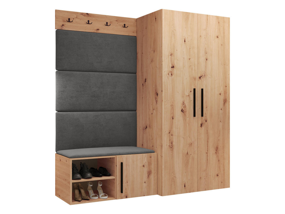 GARDEROBEN-SET Medi I - Schwarz/Eiche Artisan, Holzwerkstoff/Kunststoff (80/191/50cm) - MIRJAN24