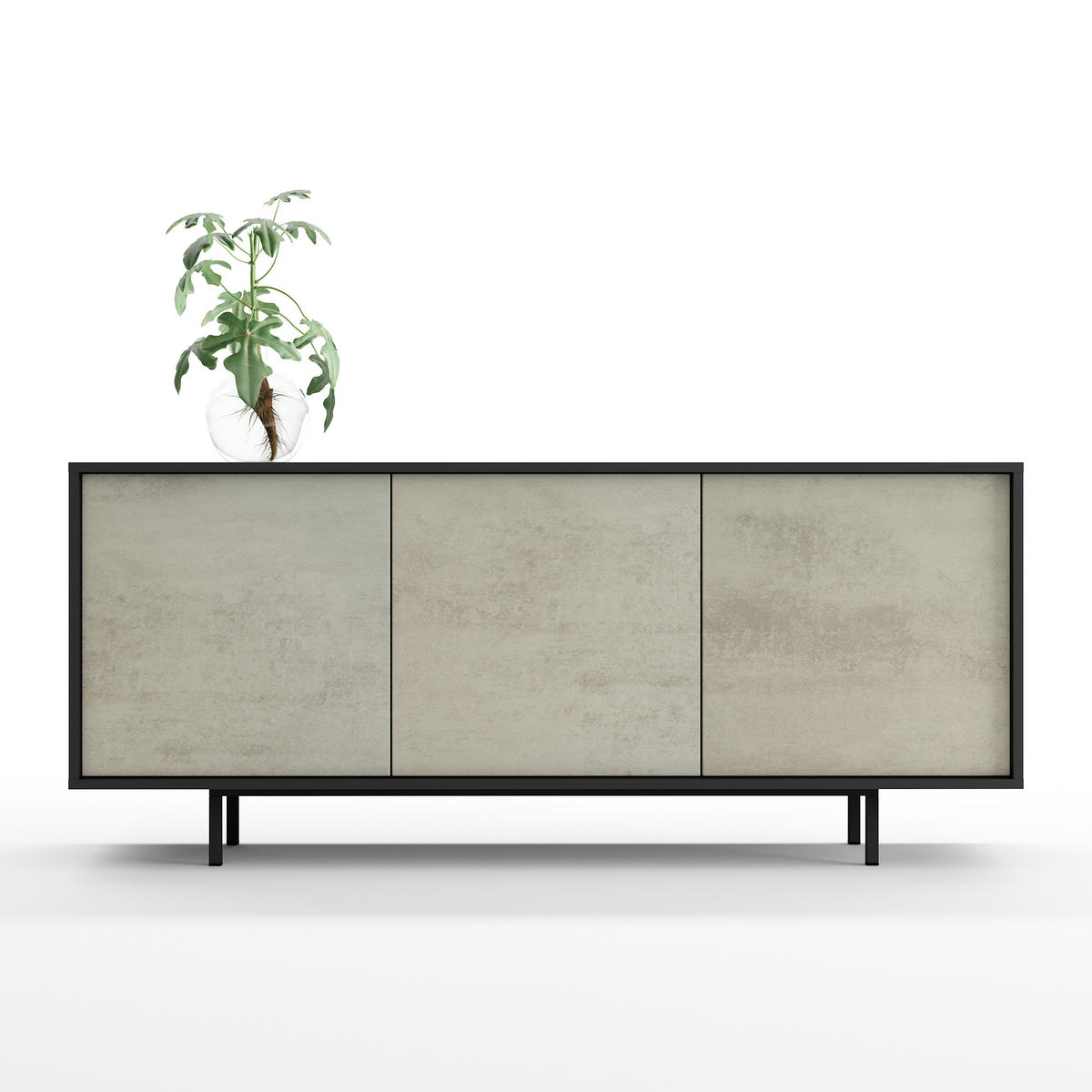 SIDEBOARD Akia Beton Oxid 66/154/40 cm - Hellgrau, Holzwerkstoff (154/66/40cm) - SIMPLYFURN