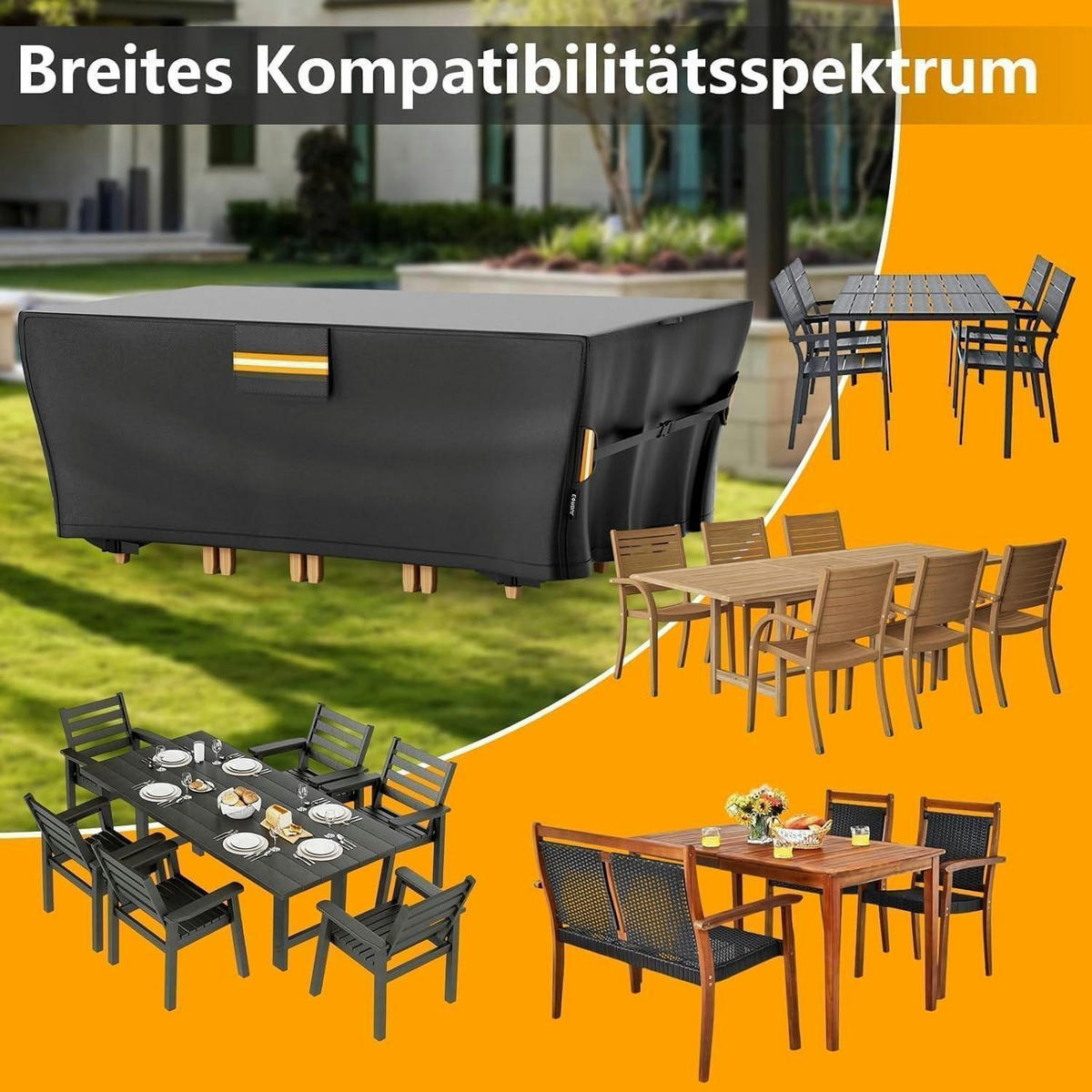 GARTENMÖBEL Abdeckung 180 x 120 x 74 cm Wasserdicht 420D Gewebe - Schwarz, Textil (120/74/180cm)