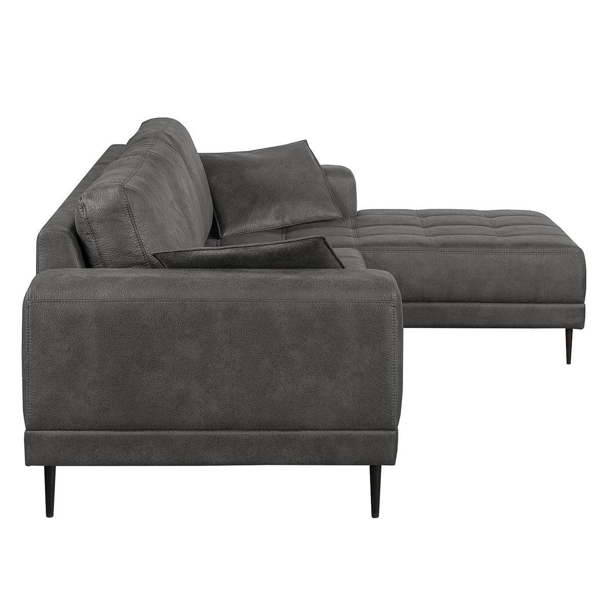 ECKSOFA mit Ottomane - Antiklederlook - Grau, Textil (282/167cm) - home24
