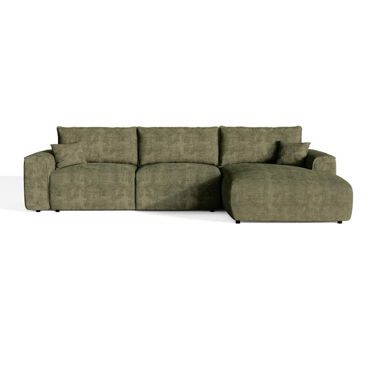 ECKSOFA rechtwinklig COMO Cord Olivgrün 297cm - Olivgrün/Grün, Textil (297/167cm) - Premium Interiors
