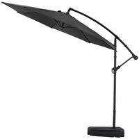 AMPELSCHIRM aus Polyester Metall in Schwarz und befüllbarer Kunststoff-Sockel mit dem Rollen UV-Schutz wetterfest drehbar 360° neigbar 60° 3 x 2.6m - Schwarz, Metall (260/50cm) - Livingandhome