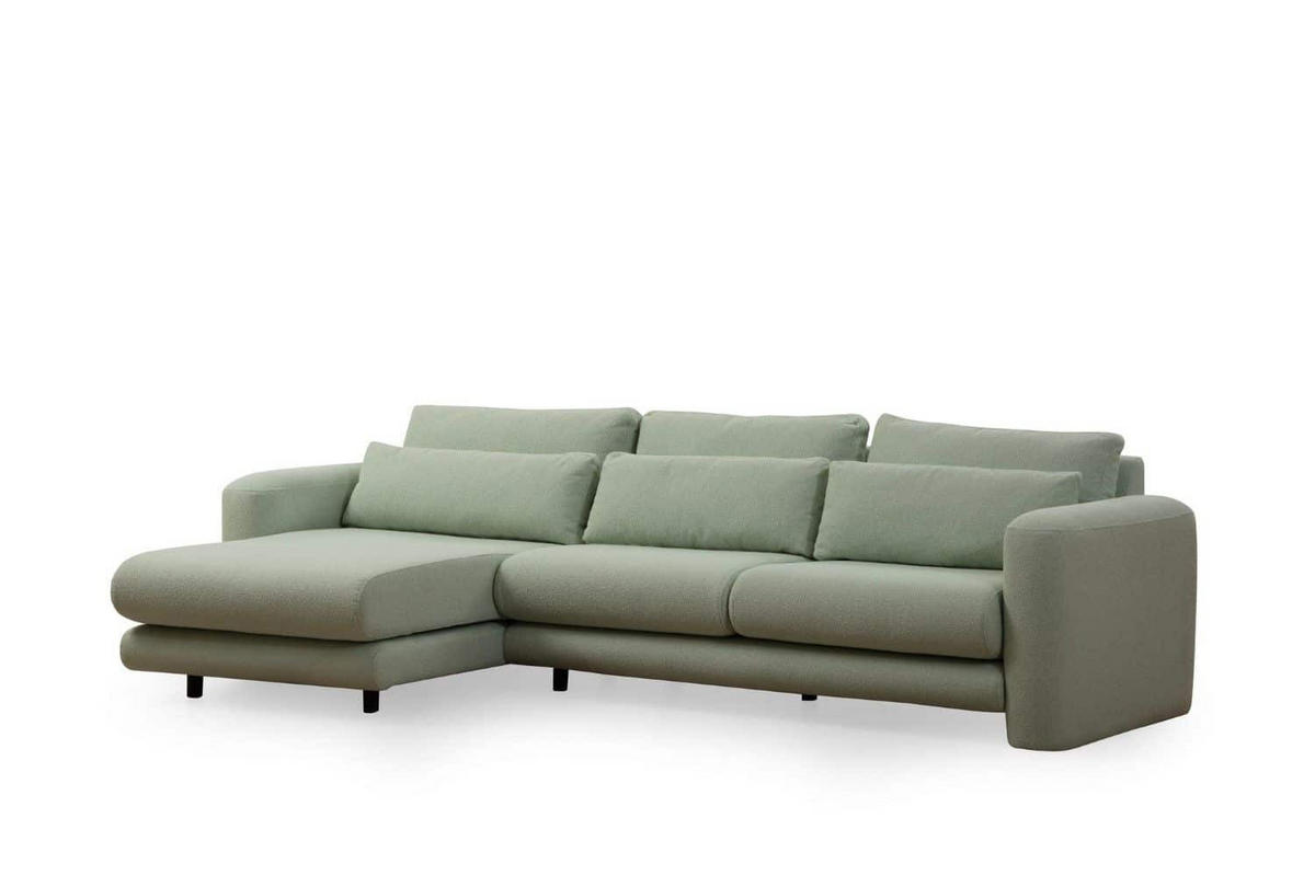 ECKSOFA mit losen Rückenkissen - Schwarz/Grün, Holz/Kunststoff (290/165cm) - myHomelando