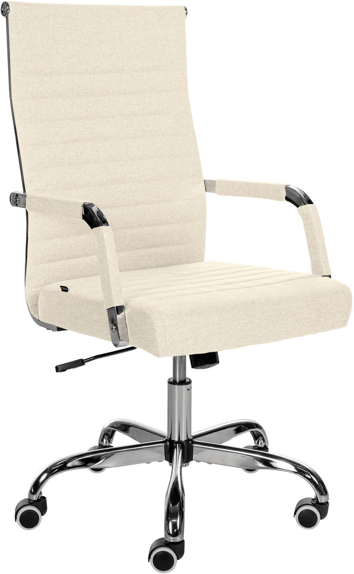 DREHSTUHL Stoff creme - Chromfarben/Creme, Textil/Metall (51/98/63cm) - CLP