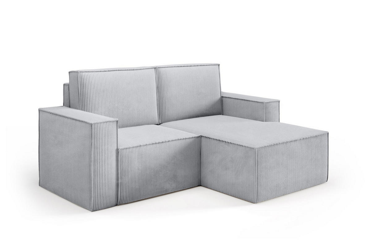 ECKSOFA Orto Hellgrau, Zweisitzer Kordecksofa linke seite - Hellgrau, Holzwerkstoff/Textil (180/141cm) - Bettso