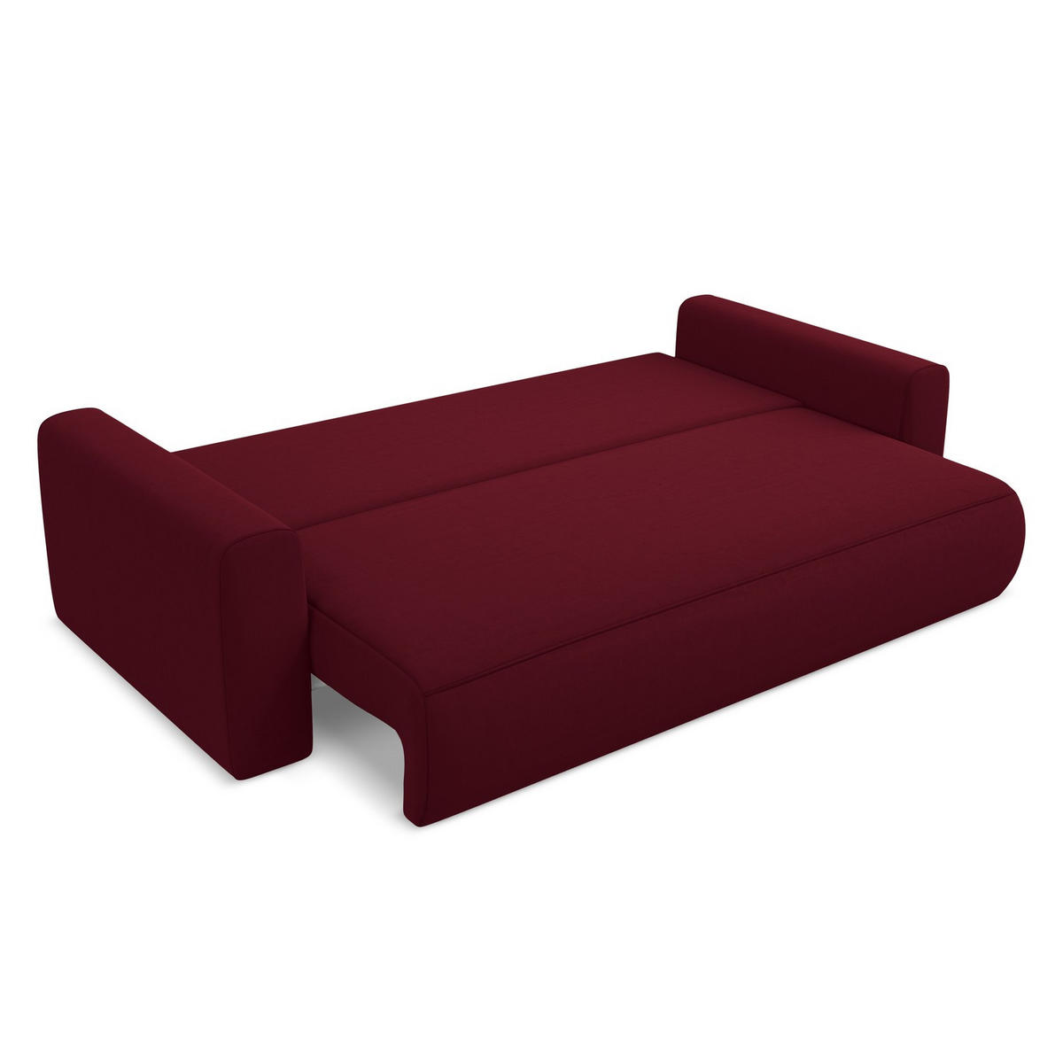 3-SITZER SOFA mit Schlaffunktion Samt Stoff Rot - Bordeaux/Rot, Kunststoff/Textil (238/82/105cm) - LaMiaSofa