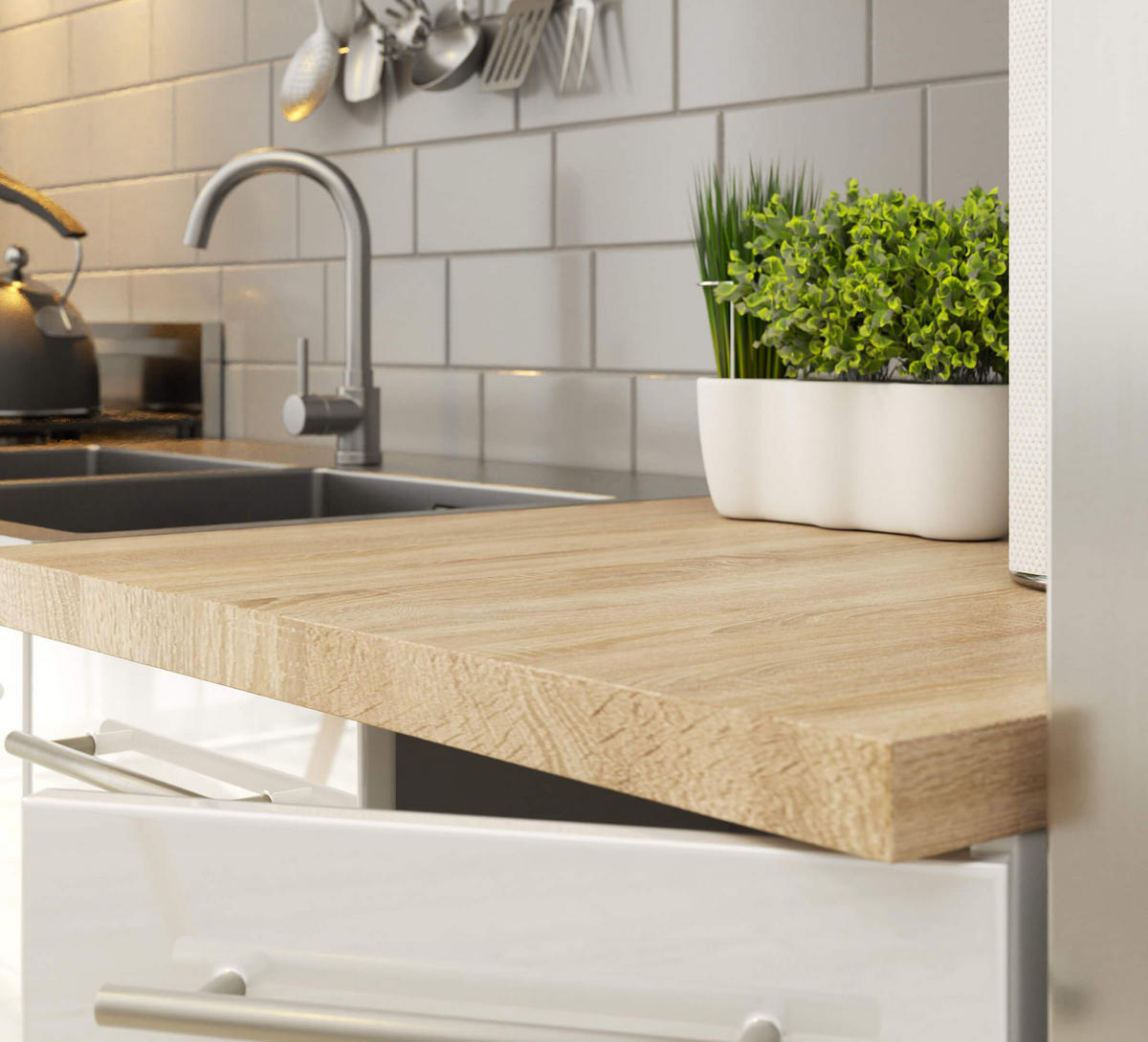 UNTERSCHRANK Weiß, Weiß Glanz 85/90/46 - Weiß Hochglanz/Weiß, Holzwerkstoff (90/85/46cm) - RAUMHIRSCH FURNITURE