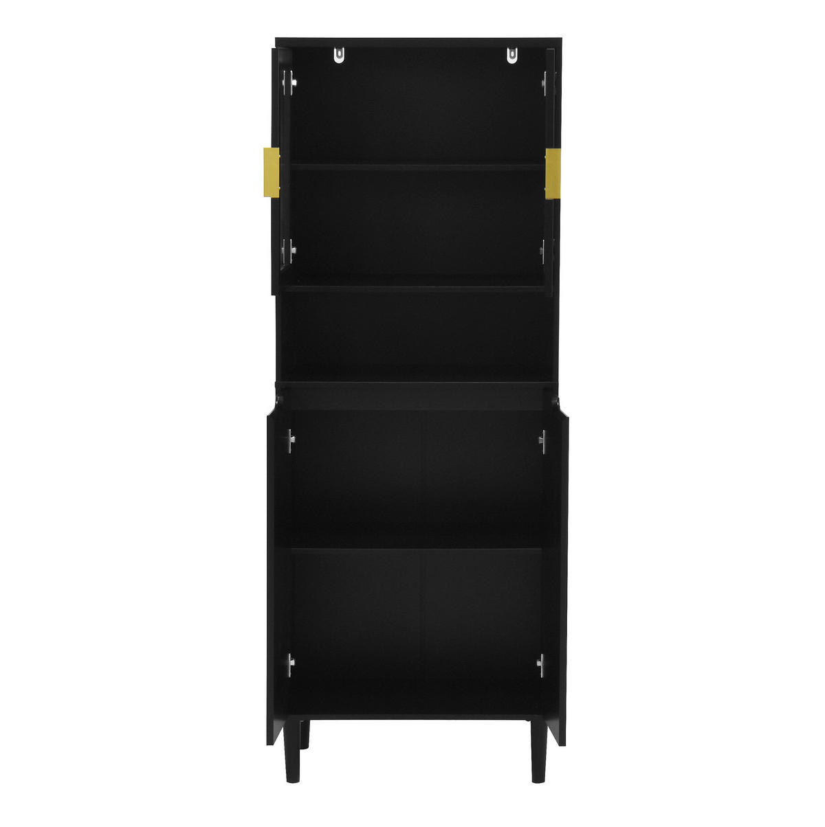 VITRINE aus MDF 60x35x160 cm Schwarz mit gehärteten Glastüren, verstellbarem Einlegeboden und Kippschutz - Schwarz, Holzwerkstoff (60/160/35cm) - Modfu