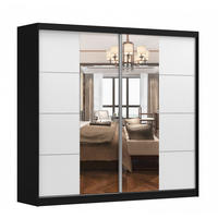 SCHWEBETÜRENSCHRANK Multi 38 Schwarz/Weiß mit Spiegel 233 cm - Alufarben/Schwarz, Glas/Holzwerkstoff (233/218/61cm) - imoebel24