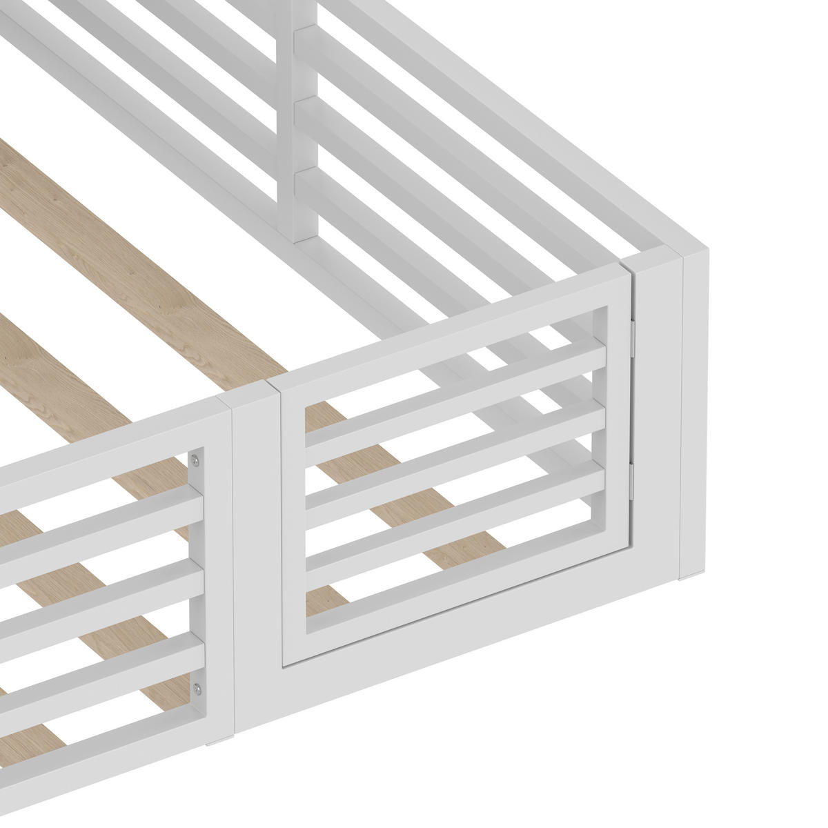 ZAUNBETT 140x200cm Weiß Metall Daybett Bettseite Staufach - Weiß, Holz (140/200cm) - FLIEKS