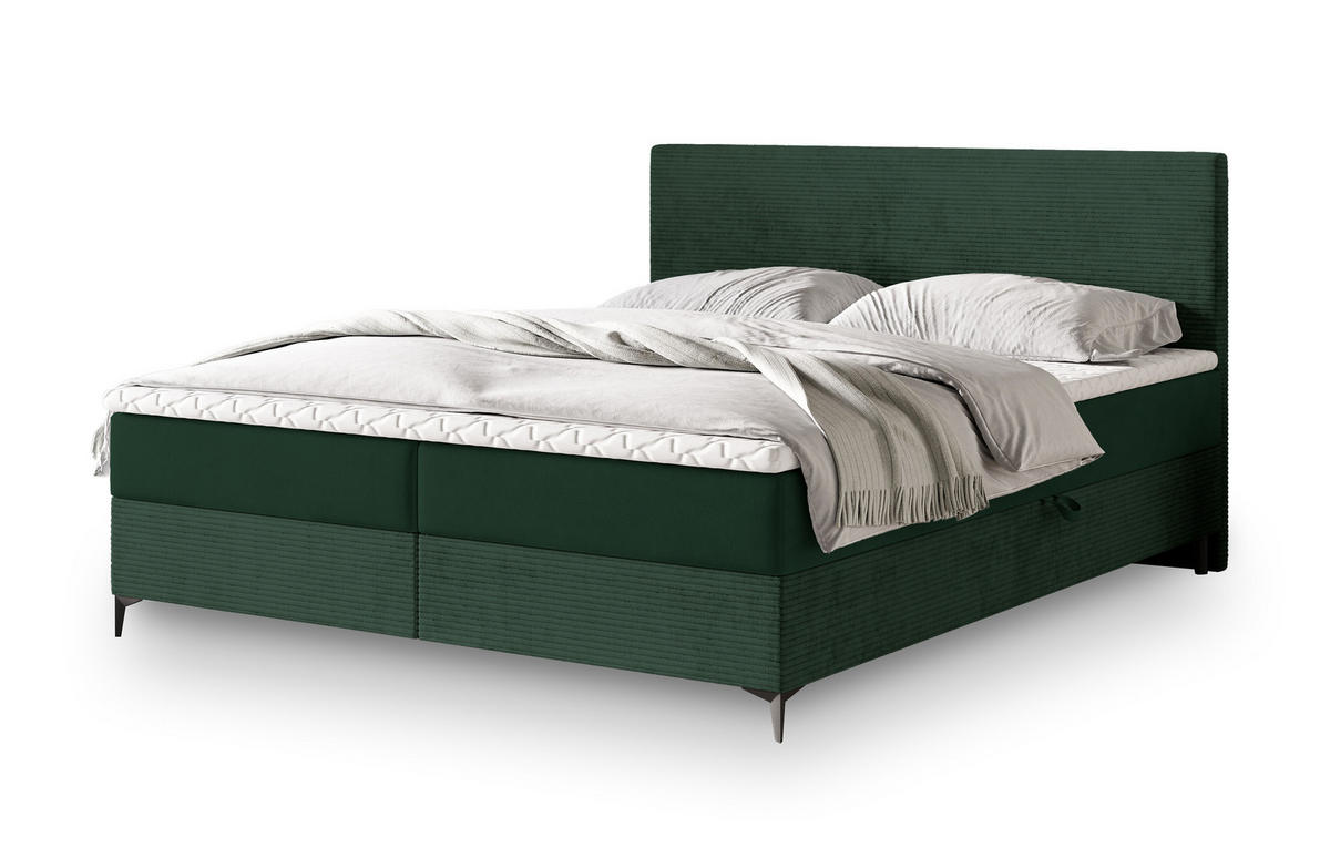 POSTEL BOXSPRING TORREL 160x200 cm, s matrací a úložným prostorem, tmavě zelená - tmavě zelená, kov/kompozitní dřevo (160/200cm) - MASSENO