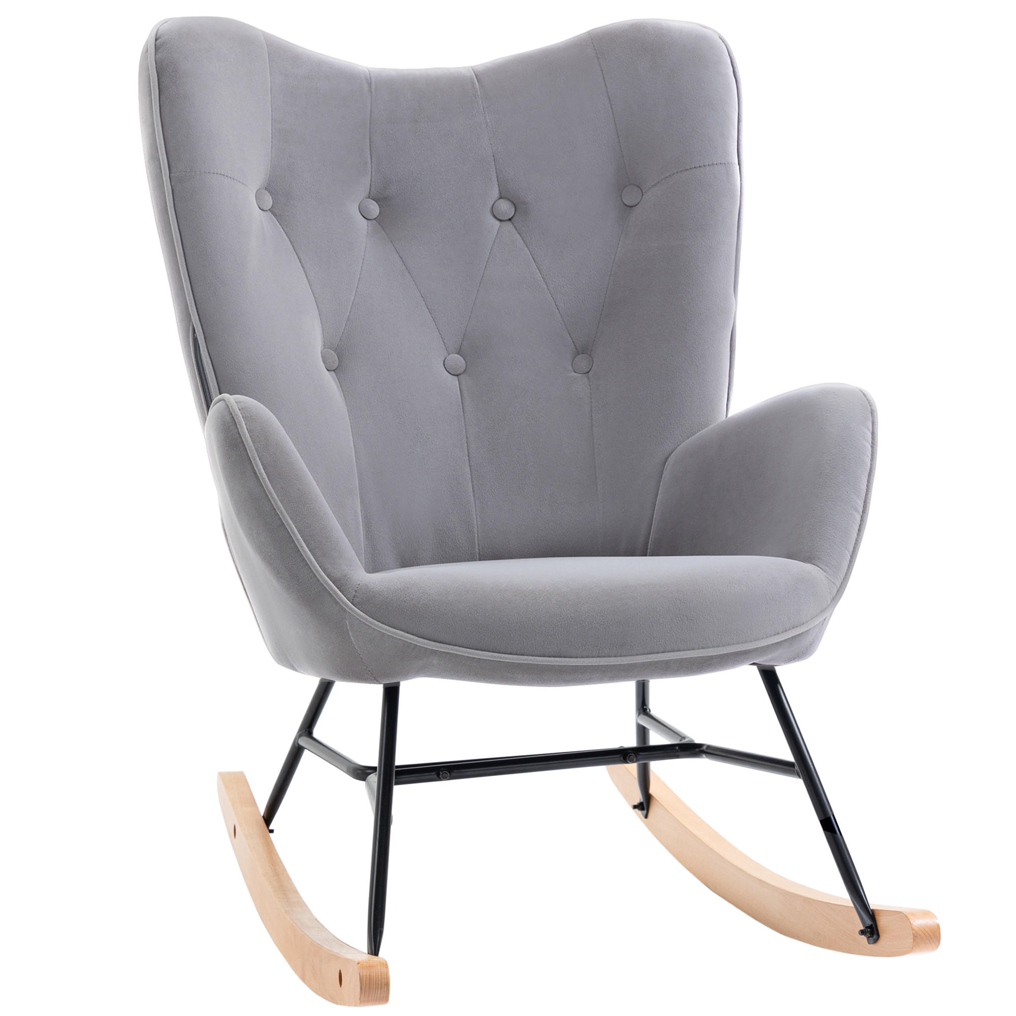 SCHAUKELSTUHL, ergonomisch Schwingsessel, Hellgrau - Hellgrau, Textil (65/96/70cm) - HOMCOM