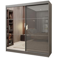 SCHWEBETÜRENSCHRANK VITALE 200/216/61 cm 2-türig mit Spiegel Grau - Grau, Holzwerkstoff (200/216/61cm) - MASSENO