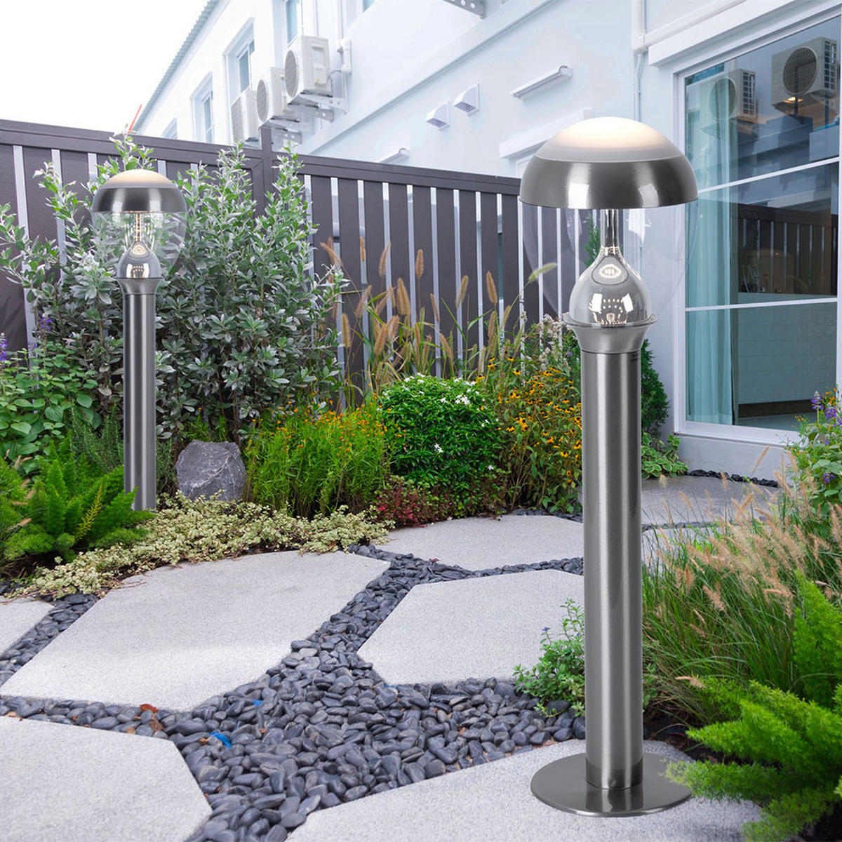 LED AUSSENLEUCHTE Callisto Edelstahl Silber - Silberfarben, Metall (17/17/59cm) - Globo Lighting