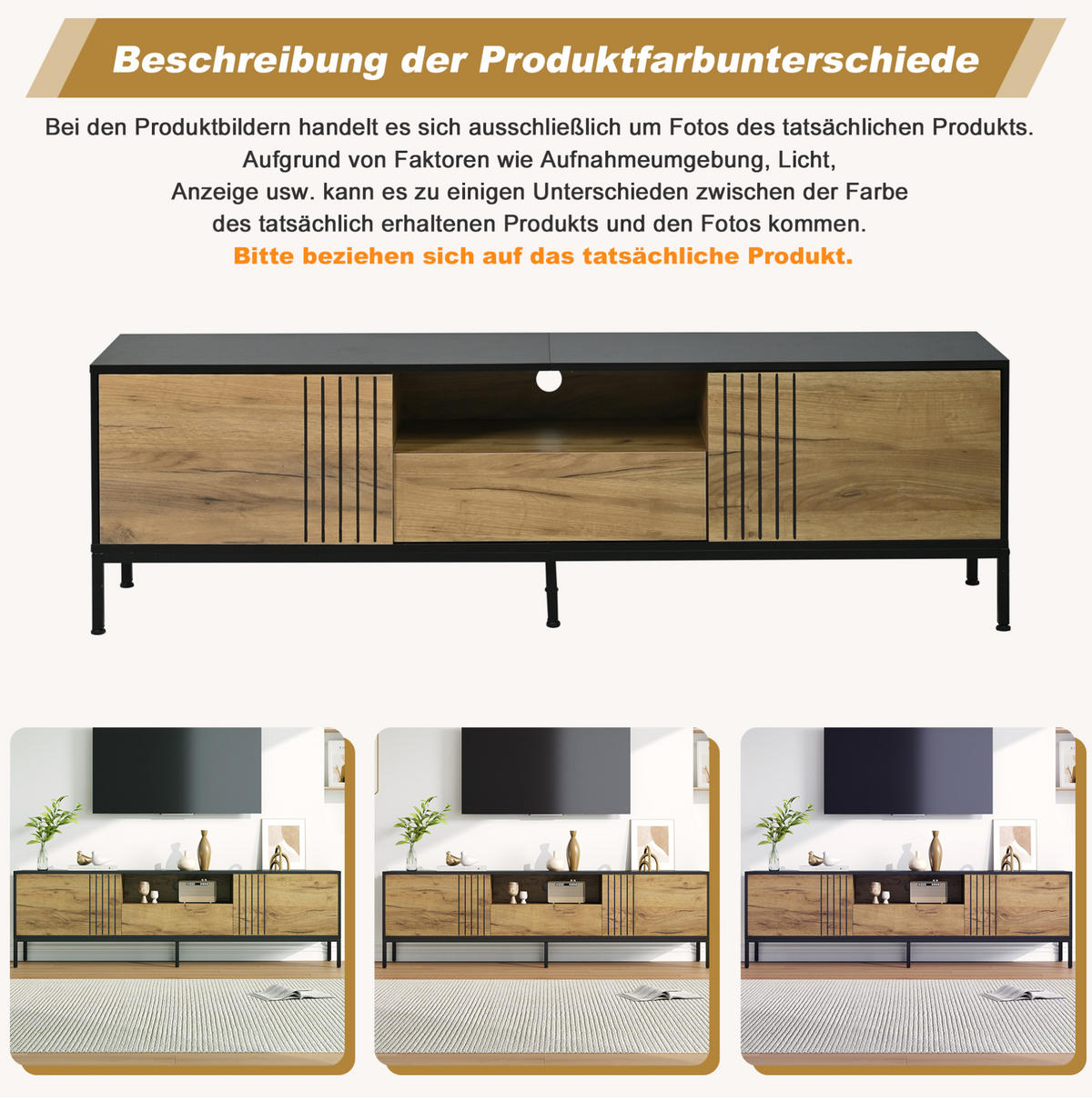 TV-LOWBOARD 170/35/50 cm Eiche Schwarz aus Spanplatte mit Stauraum - Eichefarben, Holzwerkstoff (35/50/170cm) - OKWISH