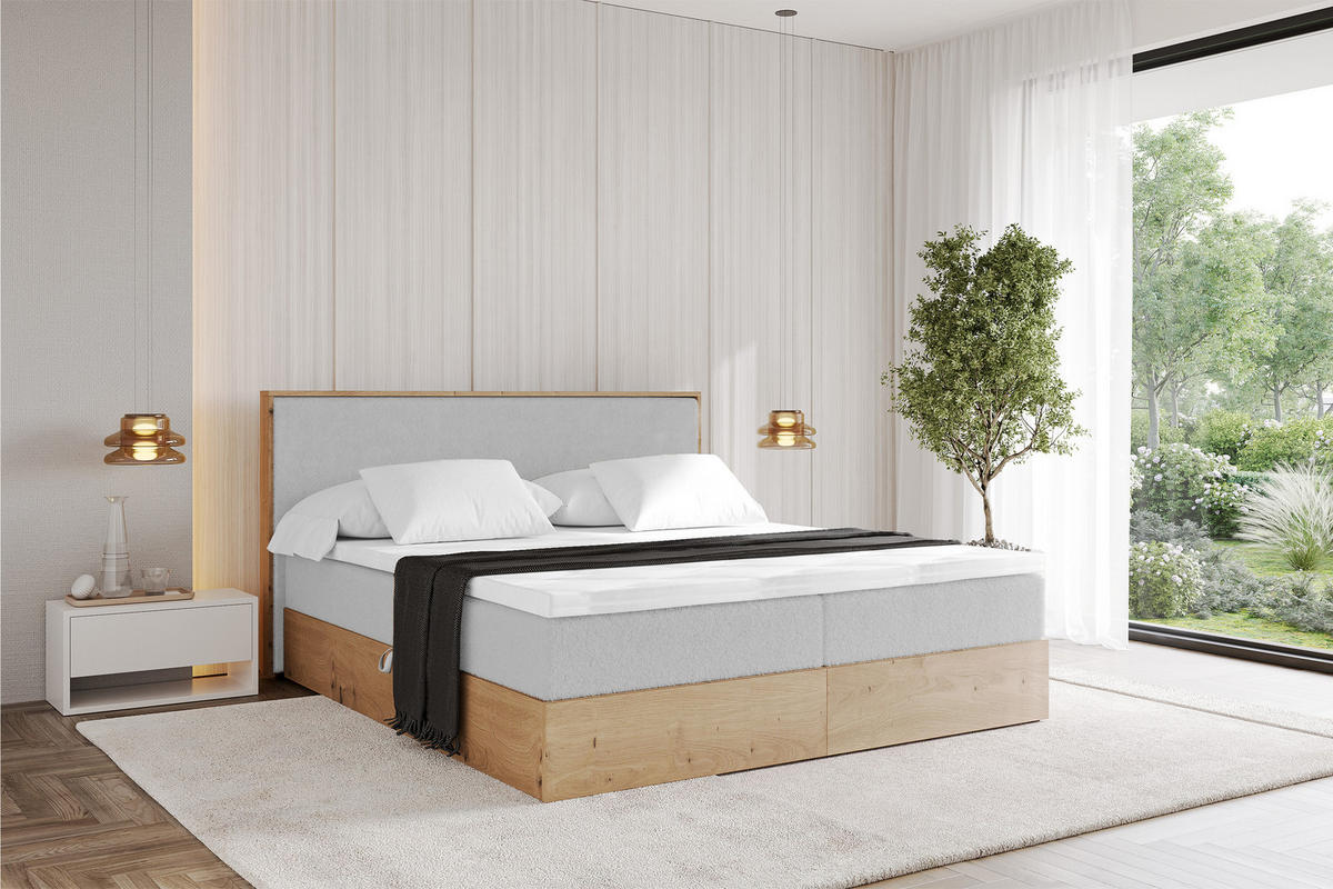 BOXBETT LOLLI9 - 120x200 - H3 Hellgrau - Hellgrau, Holzwerkstoff (120/200cm) - ALTDECOR