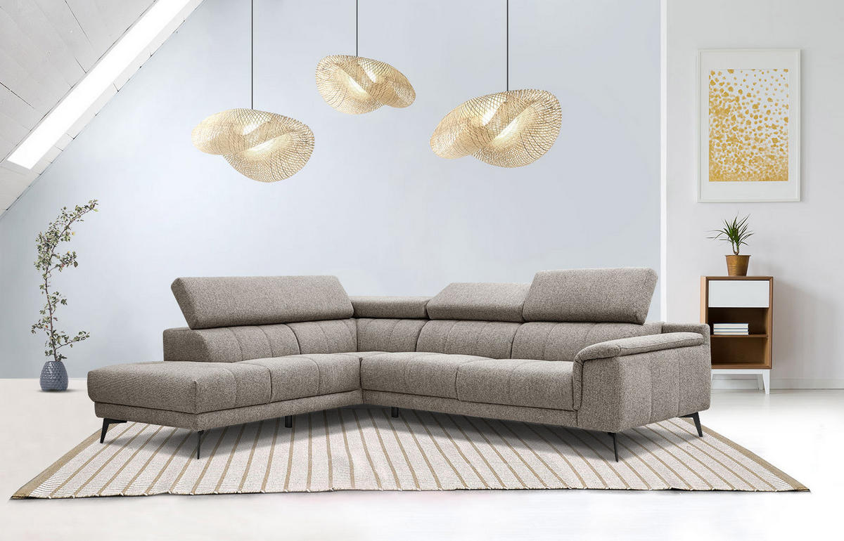 ECKSOFA FIERO 5-Sitzer, taupe - Taupe/Schwarz, Holzwerkstoff/Textil (158/269cm) - Courtois Laville