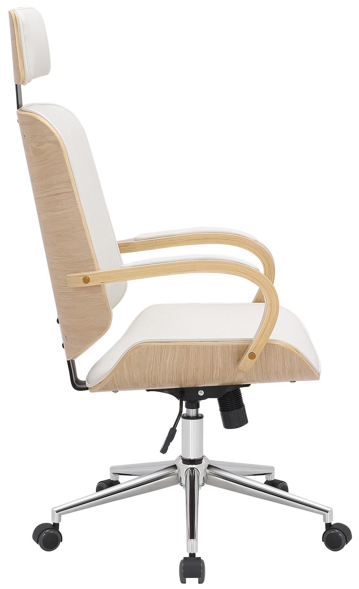 BÜROSTUHL Daytona natura/weiß - Chromfarben/Weiß, Metall (70/125/70cm) - TPFLiving