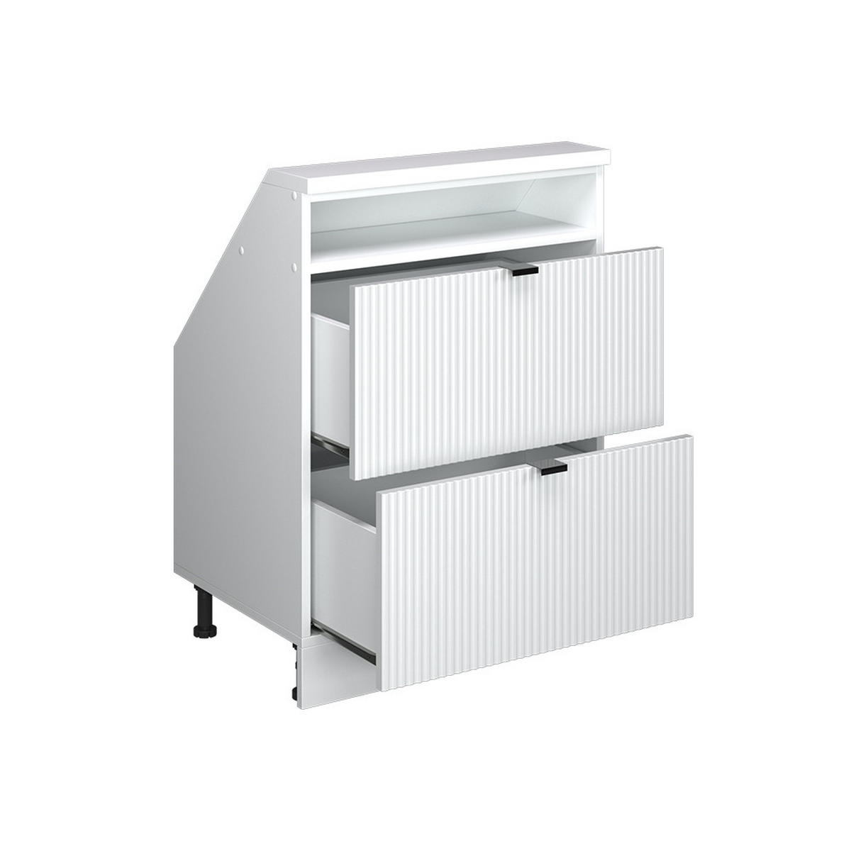 DACHSCHRÄGENSCHRANK Rion Weiß Riffel 60 x 81.6 cm mit 2 Schubladen - Weiß, Holzwerkstoff (60/81.6/46cm) - Vicco