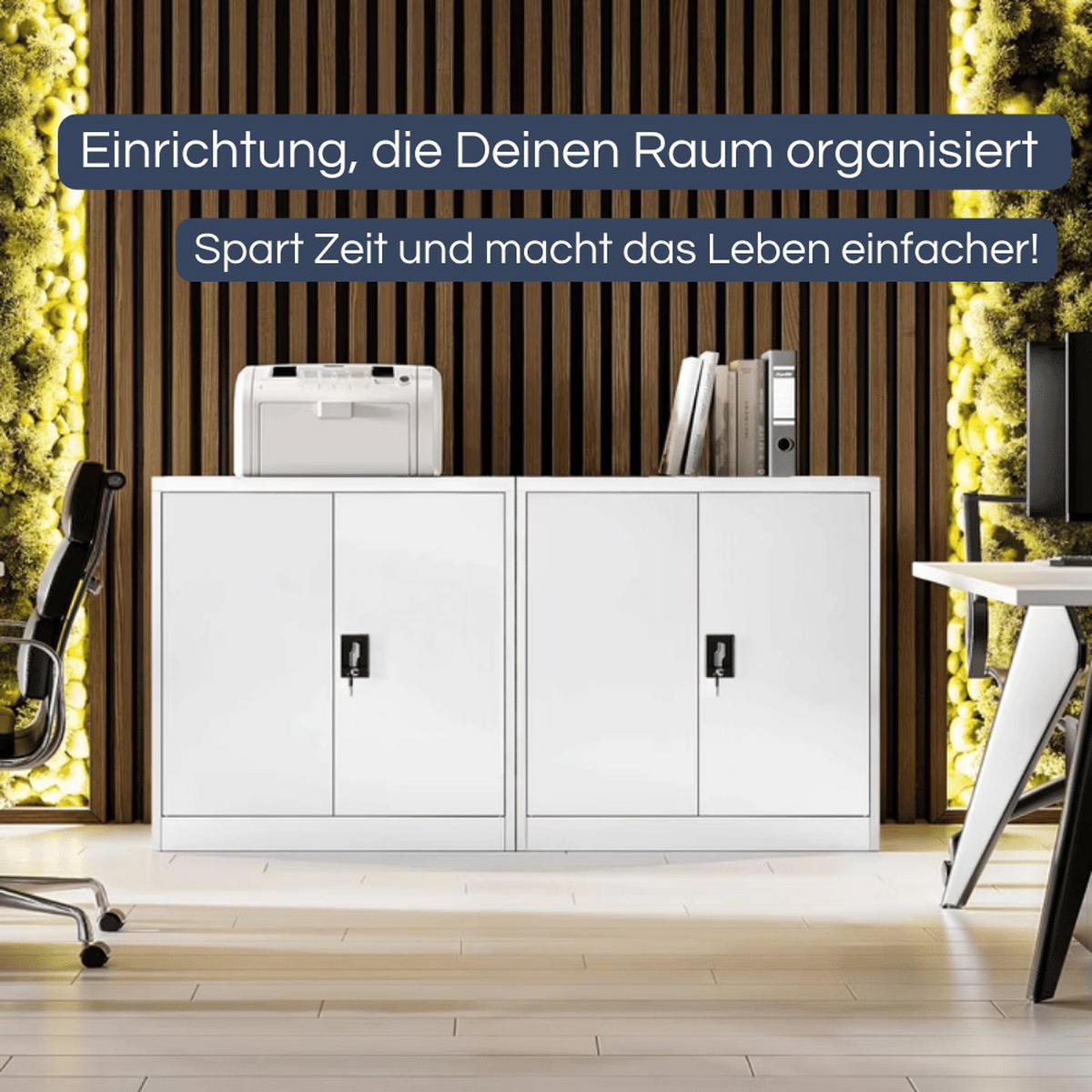 AKTENSCHRANK abschließbar KADO mit Flügeltüren 93x90x40cm Weiß - Weiß, Metall (90/93/40cm) - DELUKE