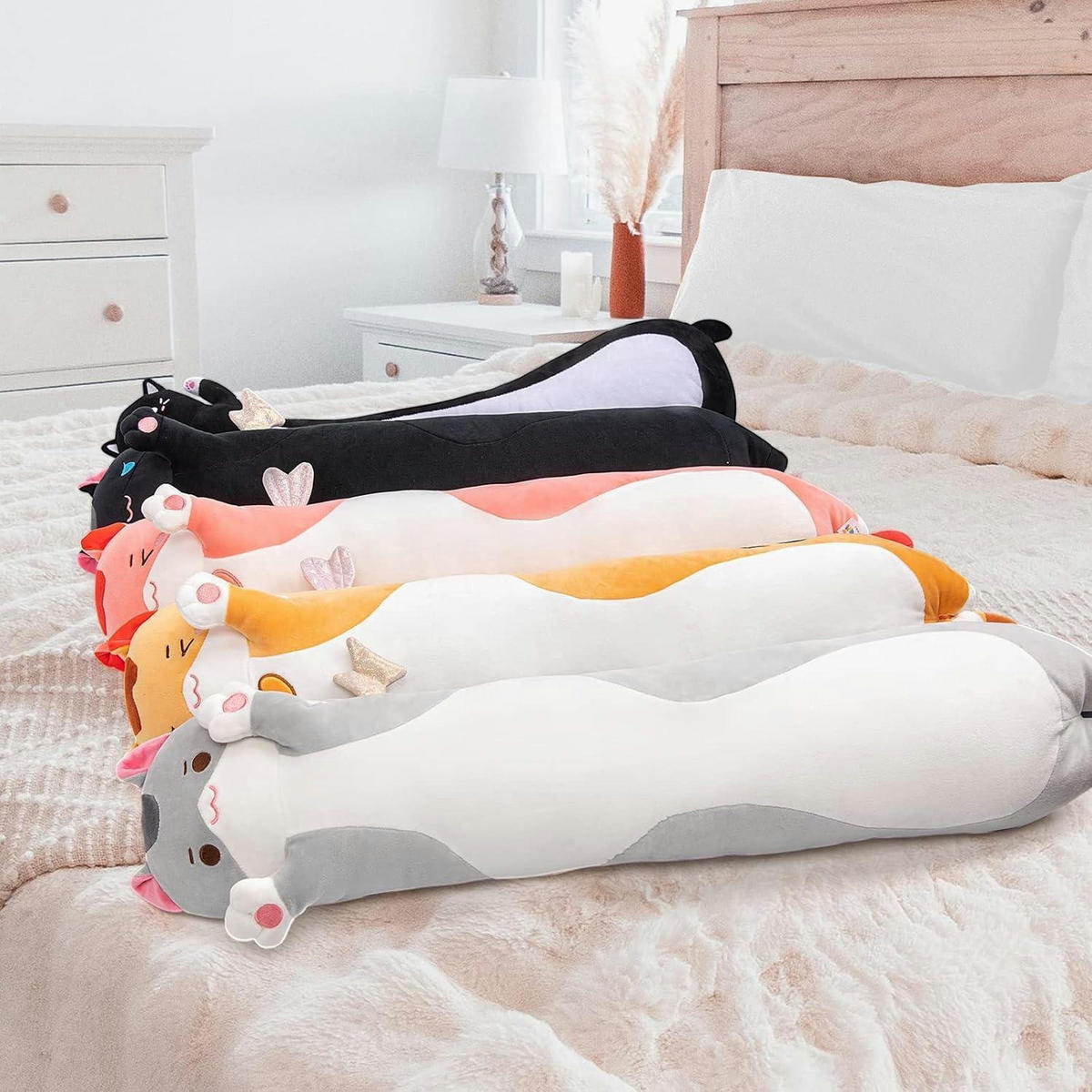 PLÜSCHKISSEN Katze Grau 90 cm - Grau, Textil (1/1cm)