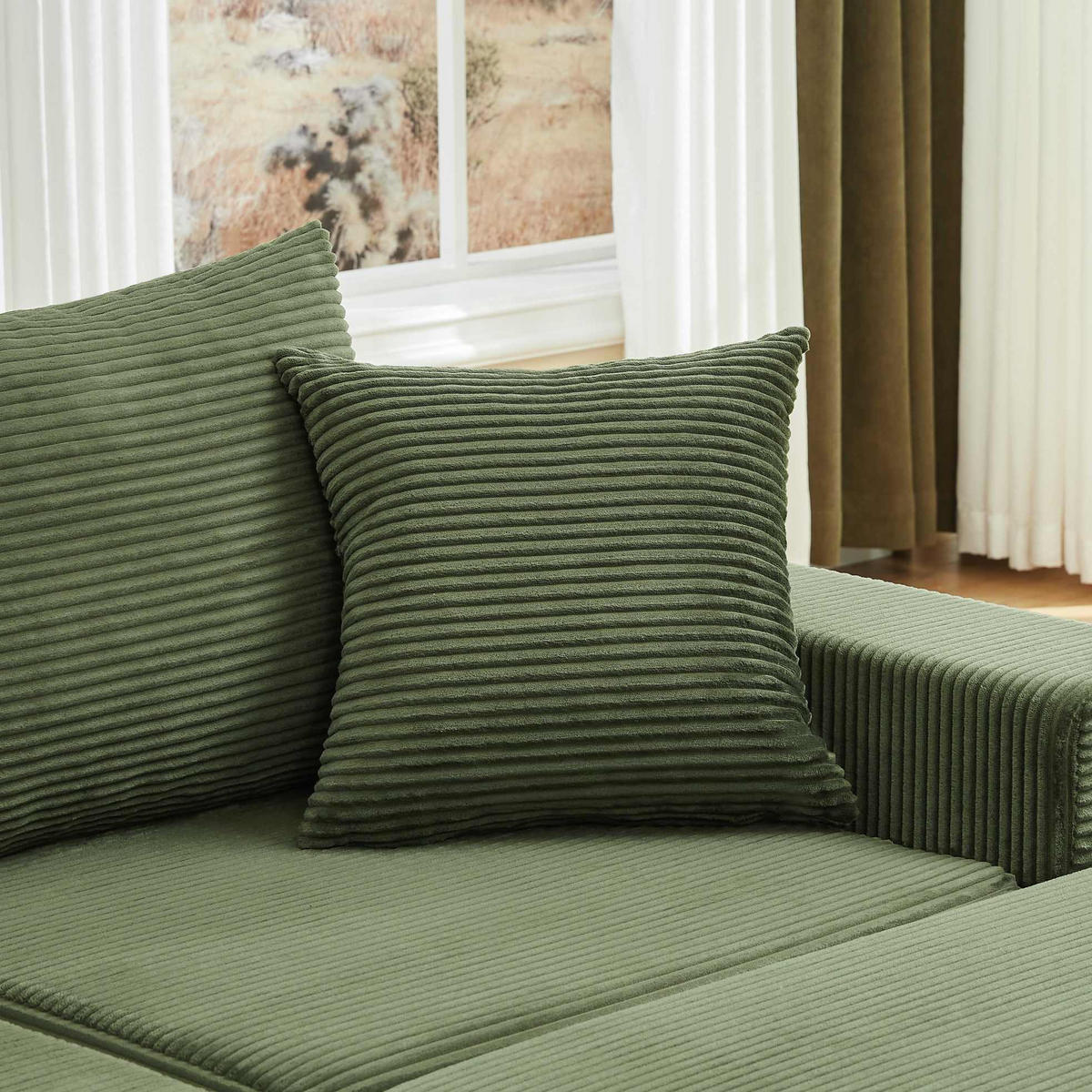 SOFA modulares Design Cord Grün - Grün, Kunststoff (96/259.5cm) - Meubliv