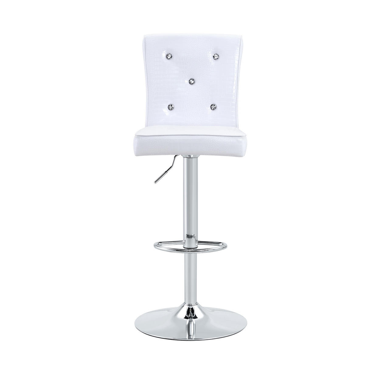 BARHOCKER DE-36795 2er-Set mit Kristallknopf-Details Weiß - Silberfarben/Weiß, Metall (42/125/55cm) - ComfortXL