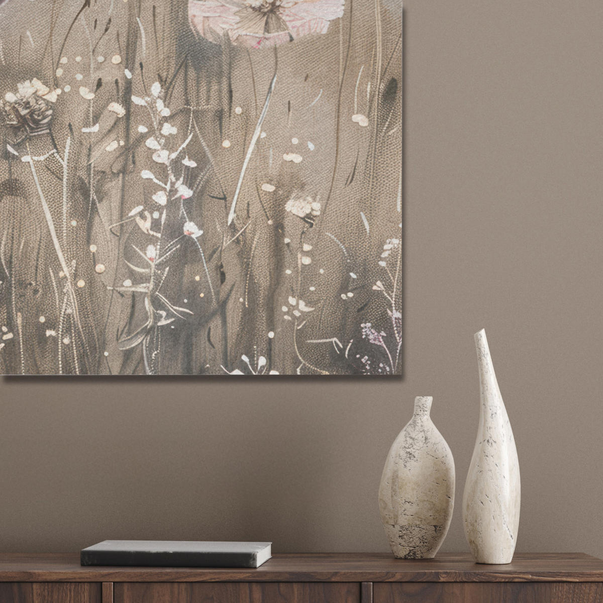 AKUSTIKPANEEL Blumen - Rosa - Modern - Beige 60x80 cm - Beige, Textil (60/0.9/80cm) - MuchoWow