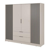 SCHRANK Kaschmir KELLY Vier Türen Mit Lamellen 206 cm - Kaschmir, Holzwerkstoff (206/200/51cm) - Sepro Meble