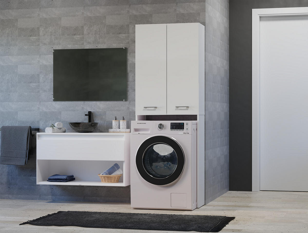 BADEZIMMERSCHRANK ÜBER WASCHMASCHINE POLA DD WEISS - Weiß, Holzwerkstoff (64/180/30cm) - CDF