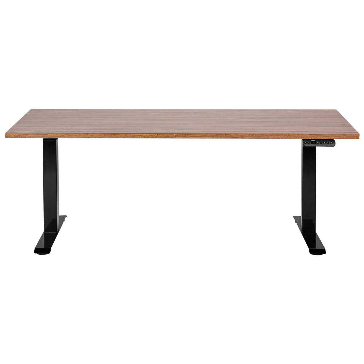 SCHREIBTISCH braunschwarz 160/72 cm elektrisch höhenverstellbar Destin III - Dunkelbraun/Schwarz, Holz (72/160/63cm) - Beliani