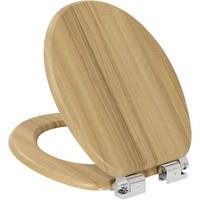 WC SITZ mit Absenkautomatik, MDF Holzkern,Oval - Hellbraun, Holzwerkstoff (37/2.5/43cm) - Woltu