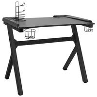 GAMINGTISCH mit Led, Y-Gestell 90/60/75 cm aus Holzwerkstoff, Eisen Schwarz - Schwarz, Holz (60/90/75cm) - vidaXL