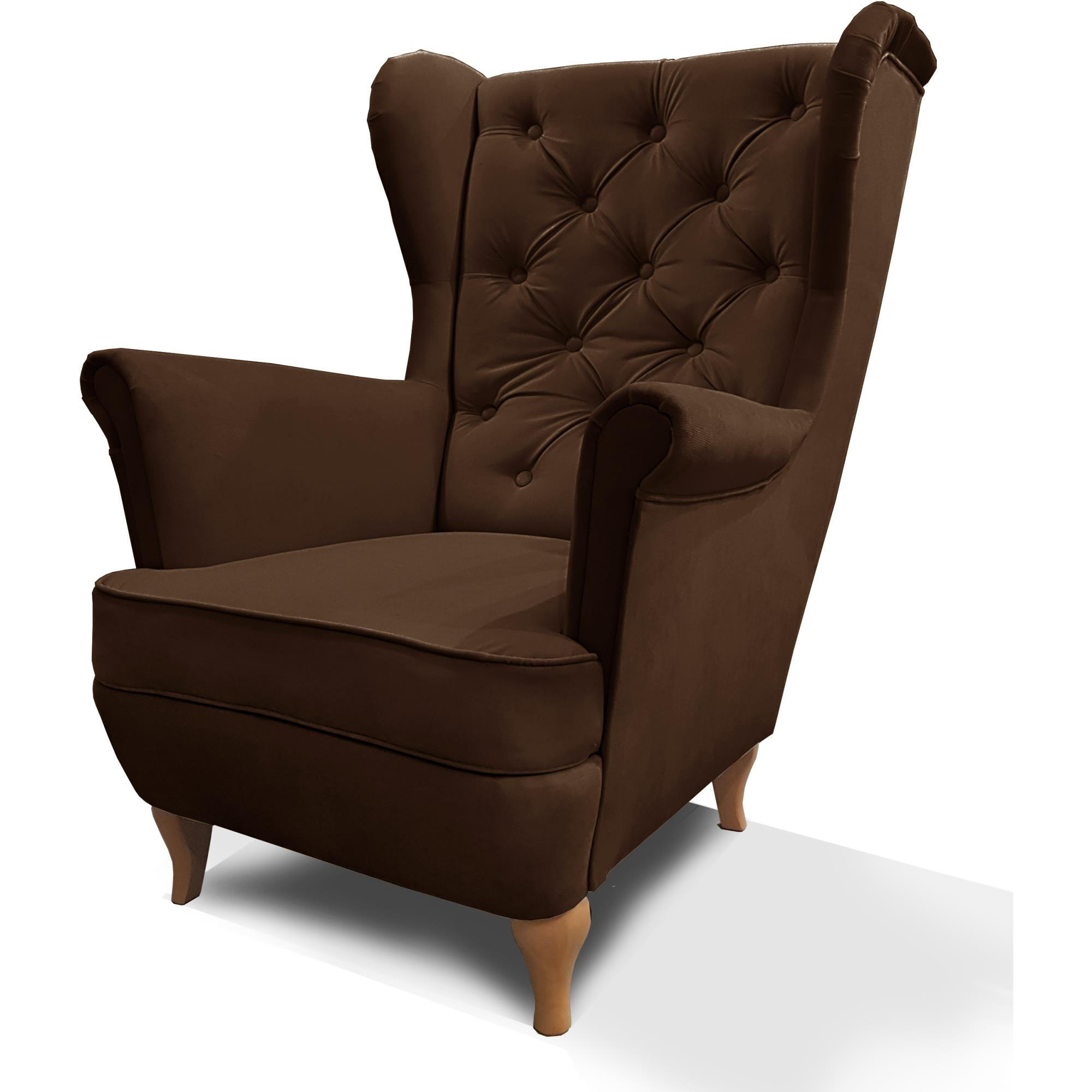 CHESTERFIELD-SESSEL Falco braun mit Holzbeinen - Buchefarben/Braun, Holz/Textil (82/102/92cm) - Beautysofa