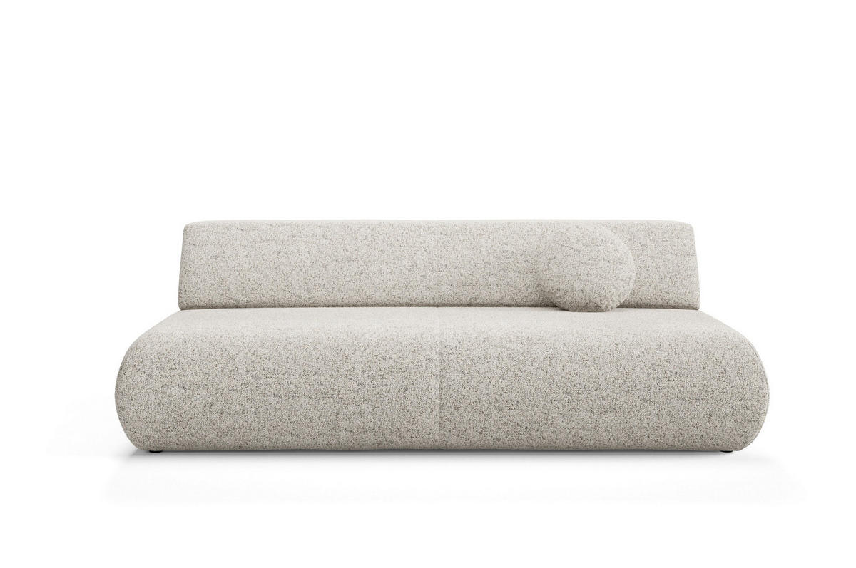 BETTSOFA DELTA Beige Geflochtener Stoff mit Schlaffunktion - Beige, Holz (214/74/100cm) - MASSENO