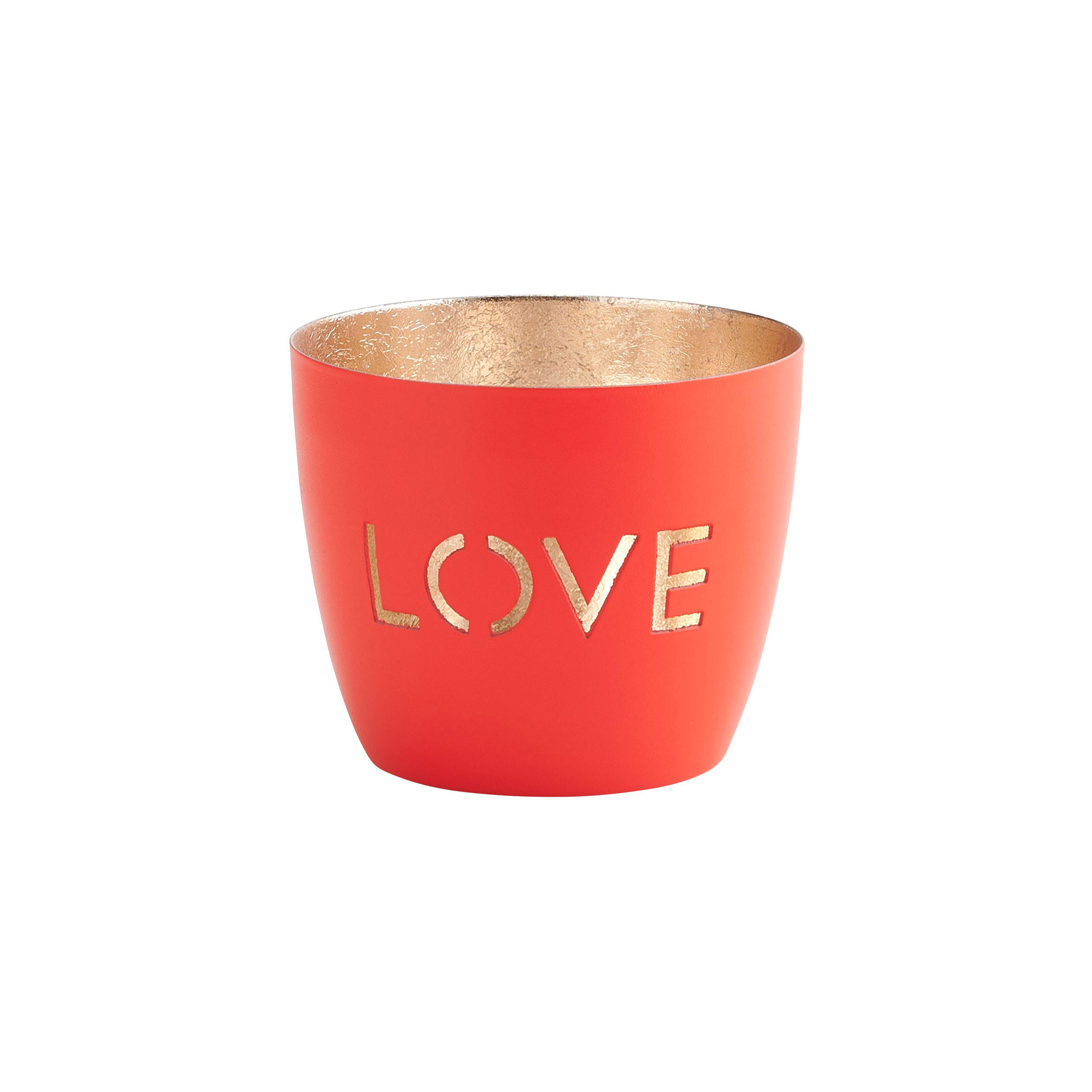 TEELICHTHALTER Madras Love M, Eisen, Neon Rot, Gold, 8.5 cm - Rot, Metall (9cm) - Gift Company