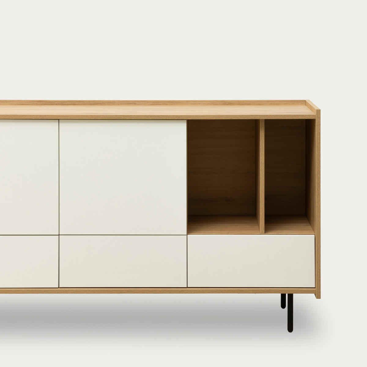 SIDEBOARD Nadine Natur - Weiß 139.5 cm x 80 cm - Braun, Holzwerkstoff (139/80/41cm) - Kenay Home