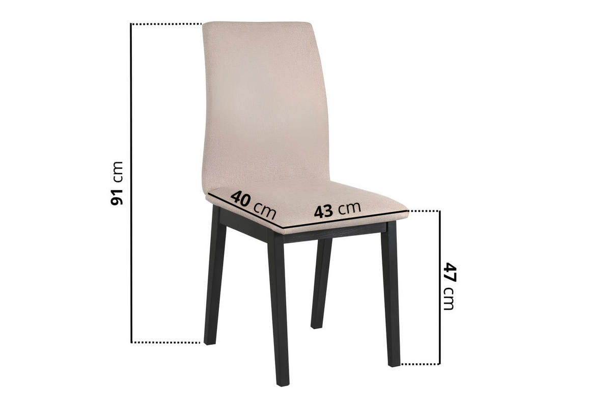 ESSZIMMERSTUHL 4x "LUNA 1", schwarz, kronos 7, - Beige/Schwarz, Holz (43/94/40cm) - Leaf Design