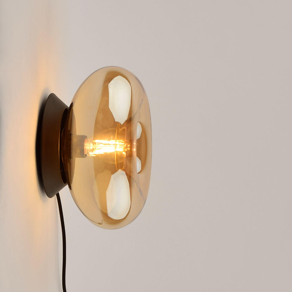 WAND-/DECKENLAMPE Cruet Amber Low (Flach) - Orange, Glas (28/28/14cm) - s.luce