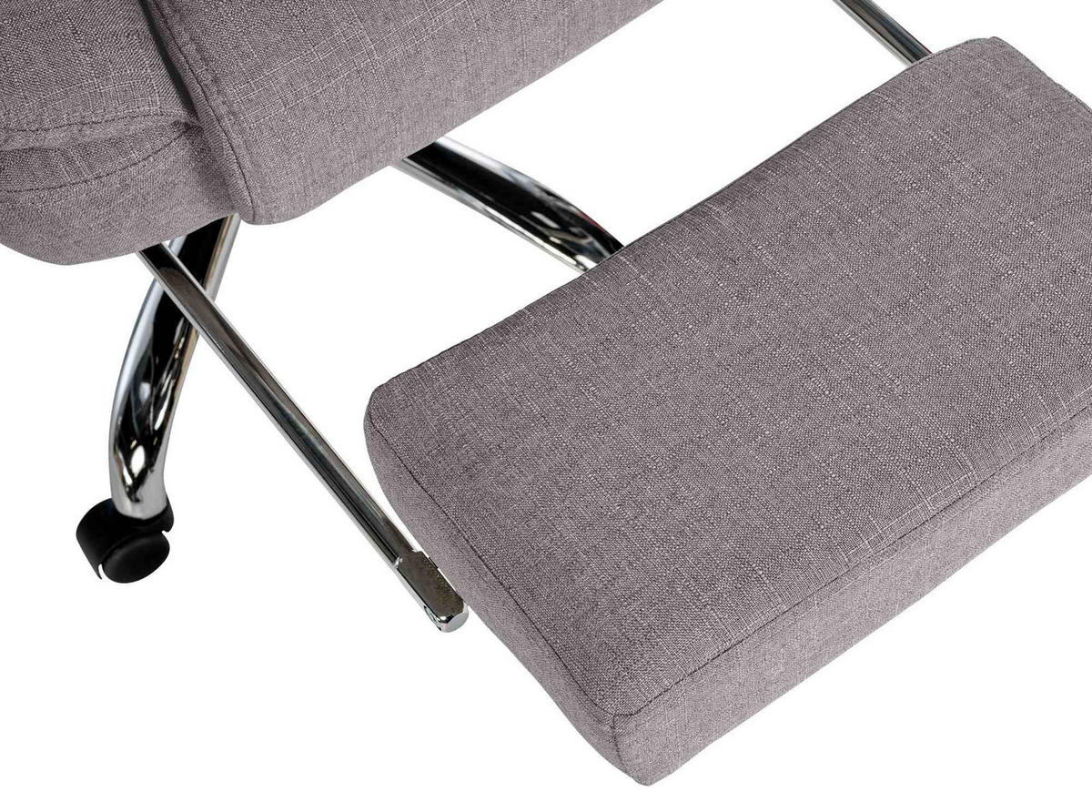 CHEFSESSEL Stoff grau - Chromfarben/Grau, Textil/Metall (67/115/68cm) - CLP