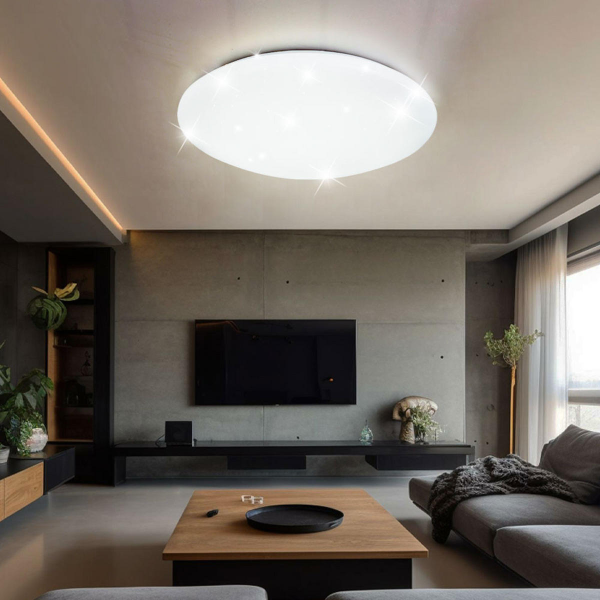 LED DECKENLEUCHTE Metall Weiß Sternenhimmel Effekt - Weiß, Metall (29/9.2/9.5cm)