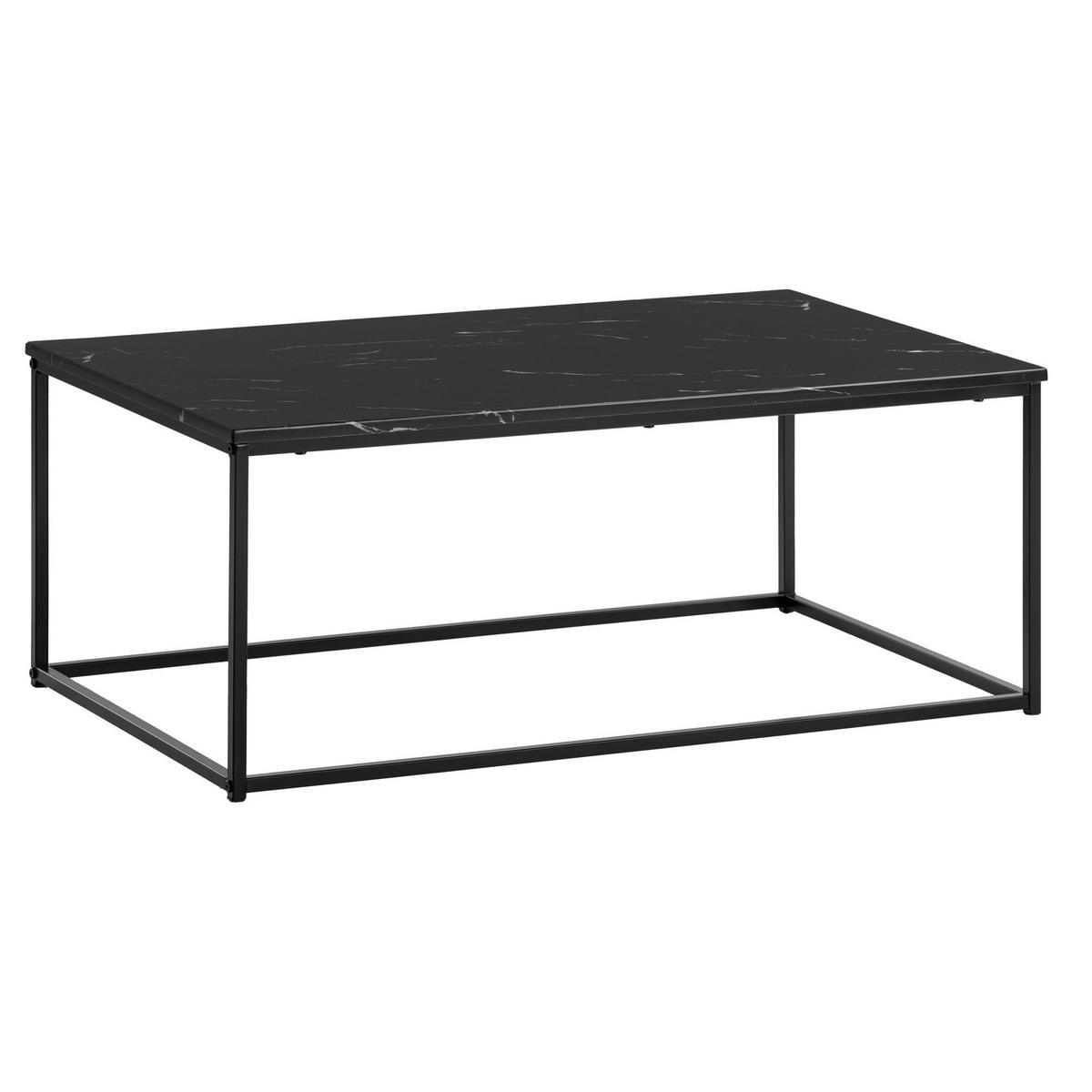 COUCHTISCH mit Marmor-Optik, Metallbeine, rechteckig, Serie MARBRIX, Schwarz 100x60x40 cm - Schwarz, Holz/Metall (60/100/40cm) - KADIMA DESIGN